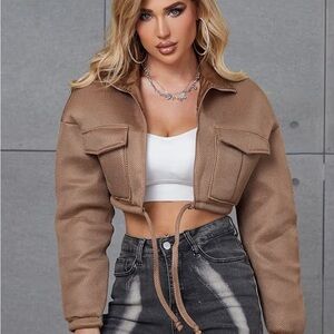 Women's Tan Cropped Jacket